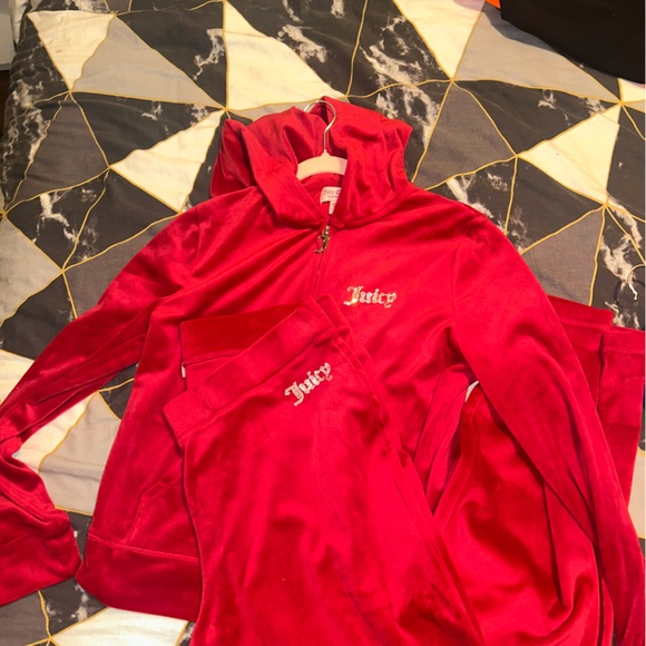 Juicy Couture Pants - Juicy Couture Vibrant Red Velour Hoodie